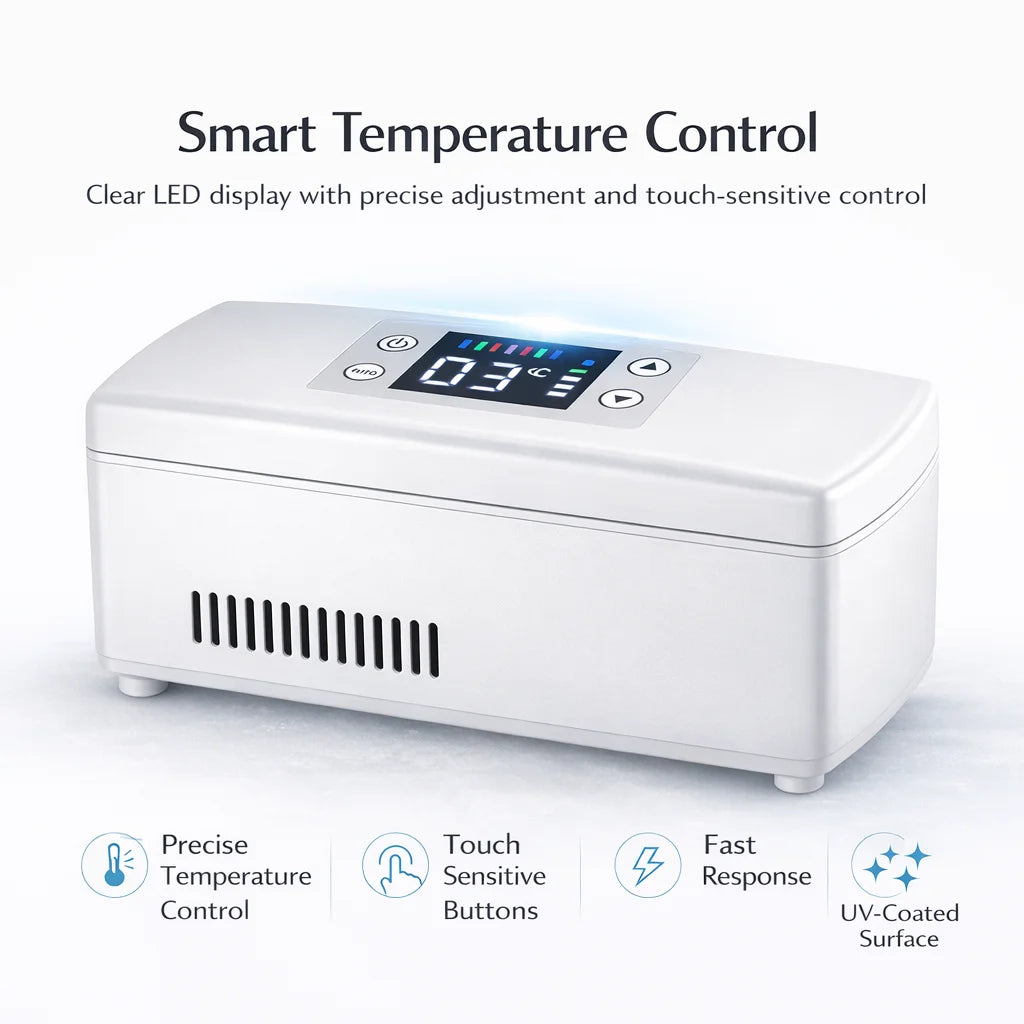Portable Insulin Cooler Box 0-18°C Mini Fridge USB Rechargeable Travel Case with LCD Display 10200mAh