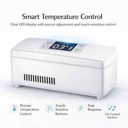 Portable Insulin Cooler Box 0-18°C Mini Fridge USB Rechargeable Travel Case with LCD Display 10200mAh