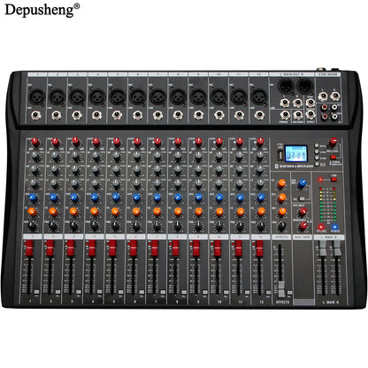 Audio Mixer 6/8/12 Channels Professional DJ Mixer LR Microphone/line