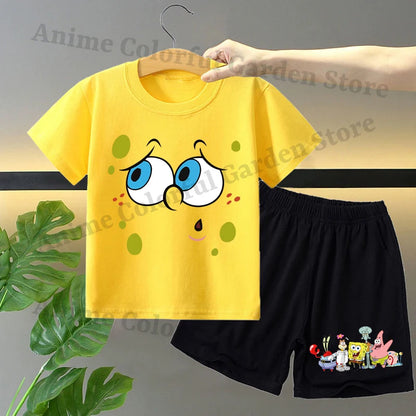2pcs Spongebobs Squarepants Short Sleeved Shorts Set for Children