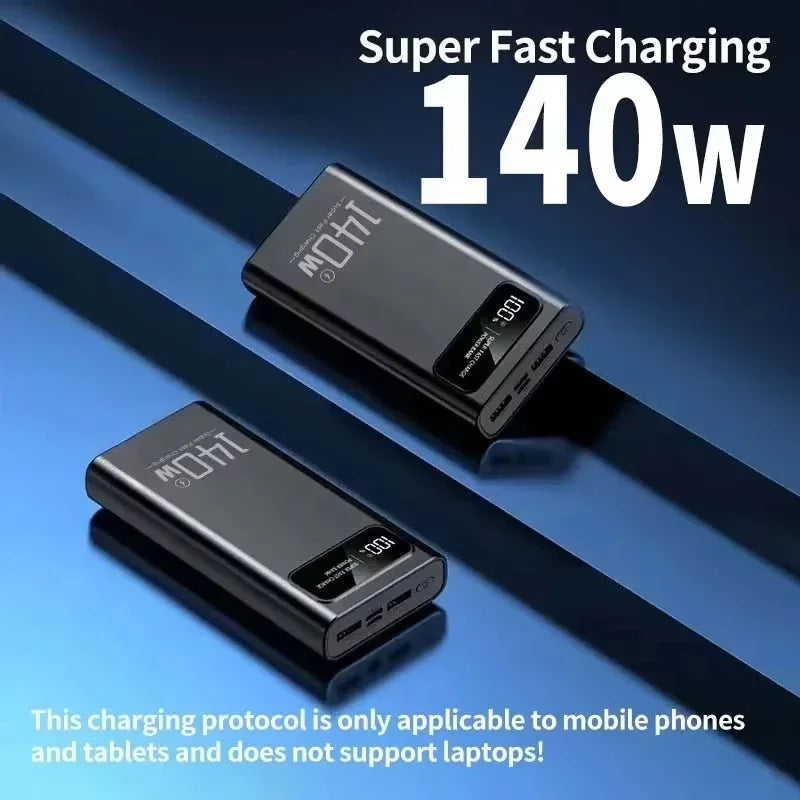 Lenovo 500000mAh High Capacity Power Bank 140W Super Fast Charging Battery Pack LED Digital Display Powerbank For Xiaomi IPhone