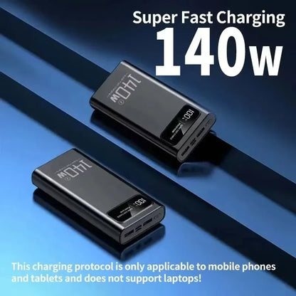Lenovo 500000mAh High Capacity Power Bank 140W Super Fast Charging Battery Pack LED Digital Display Powerbank For Xiaomi IPhone