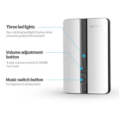VeryHome Wireless Doorbell Waterproof Self-powered Button Smart Door Bell Sets Home Welcome Outdoor House Chimes  Receiver
