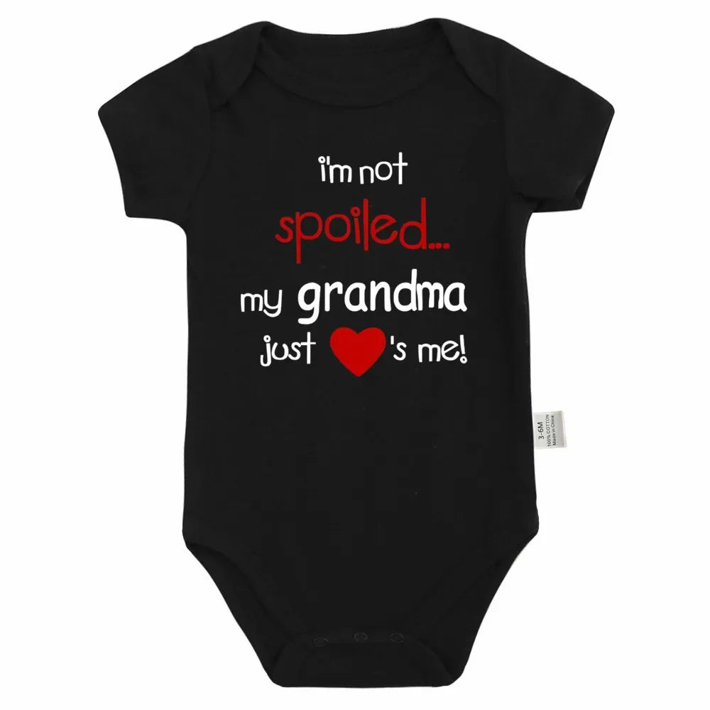 I'm Not Spoiled My Grandma Loves Me Baby Romper Crawling Clothes Triangle Onesies Newborn Baby Clothes Onesies for Babies