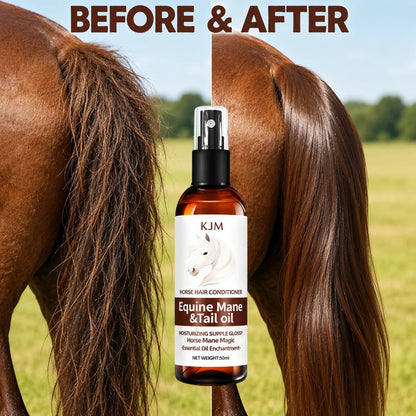 KJM Horse Mane Detangling Spray All Breeds Plant Extract Quick Moist Non Greasy Shiny Equine Daily Groom Spray