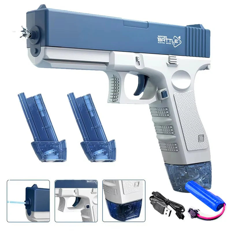 Electric Water Gun Toy Rechargeable Long Range Water Blaster for Beach Pool Backyard Battles Adults Kids Summer Toy Birthday