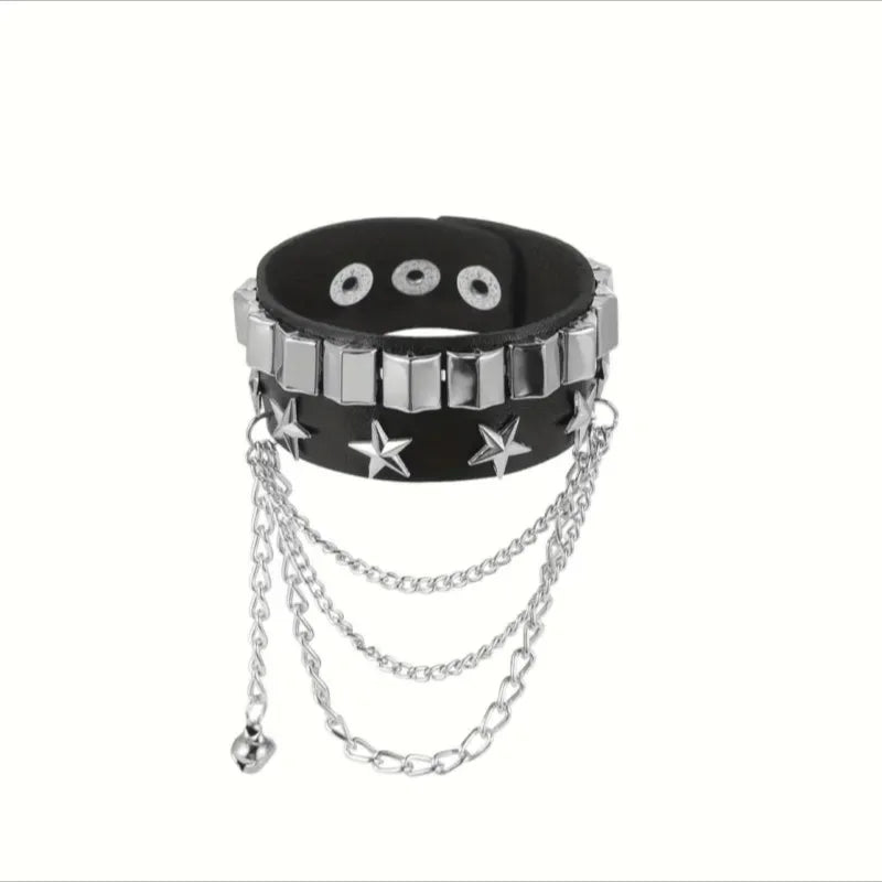 4pcs/set Gothic Punk Rock Square Rivet Bracelet Daily and Party Gothic