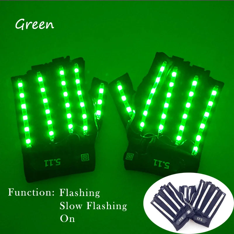 1set Luminous Glowing Glasses and Gloves Remote Control LED Glasses&Gloves Carnival Party Performance Props Festival Supplies