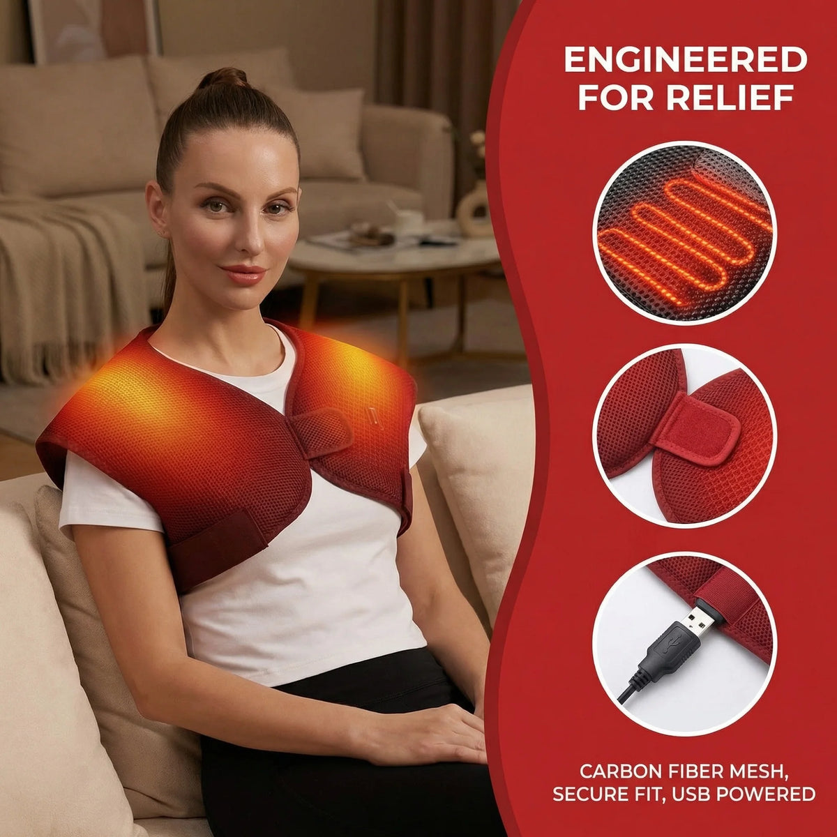 Electric Heating Shoulder Braces 3 Heating Functions Shoulder Back Muscle Relaxation Hot Compress Anti-fatigue Back Heated Vest
