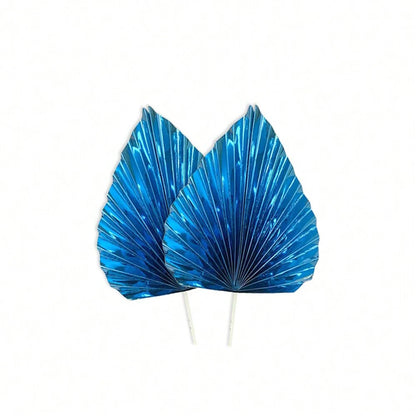 2PCS Happy Birthday Cake Toppers Glittery Palm Spear Gold Silver Folding Fan DIY Kids Party Cake Topper Wedding Decoration