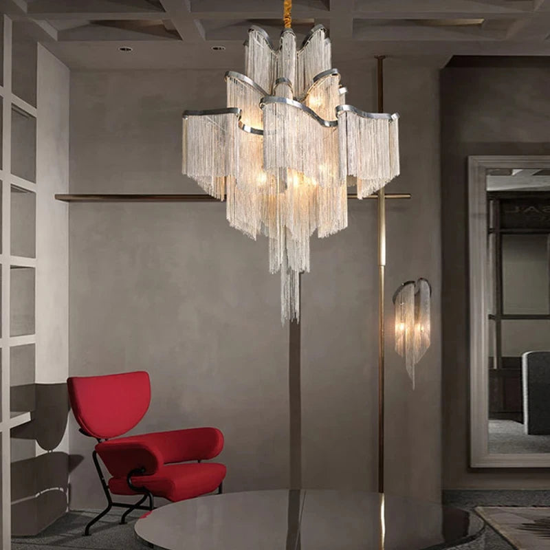 Luxury Tassels Led Pendant Lights New Gold Lustres Hanging Lamps For Ceiling Modern Decoration Home Decor For Bedroom Chandelier