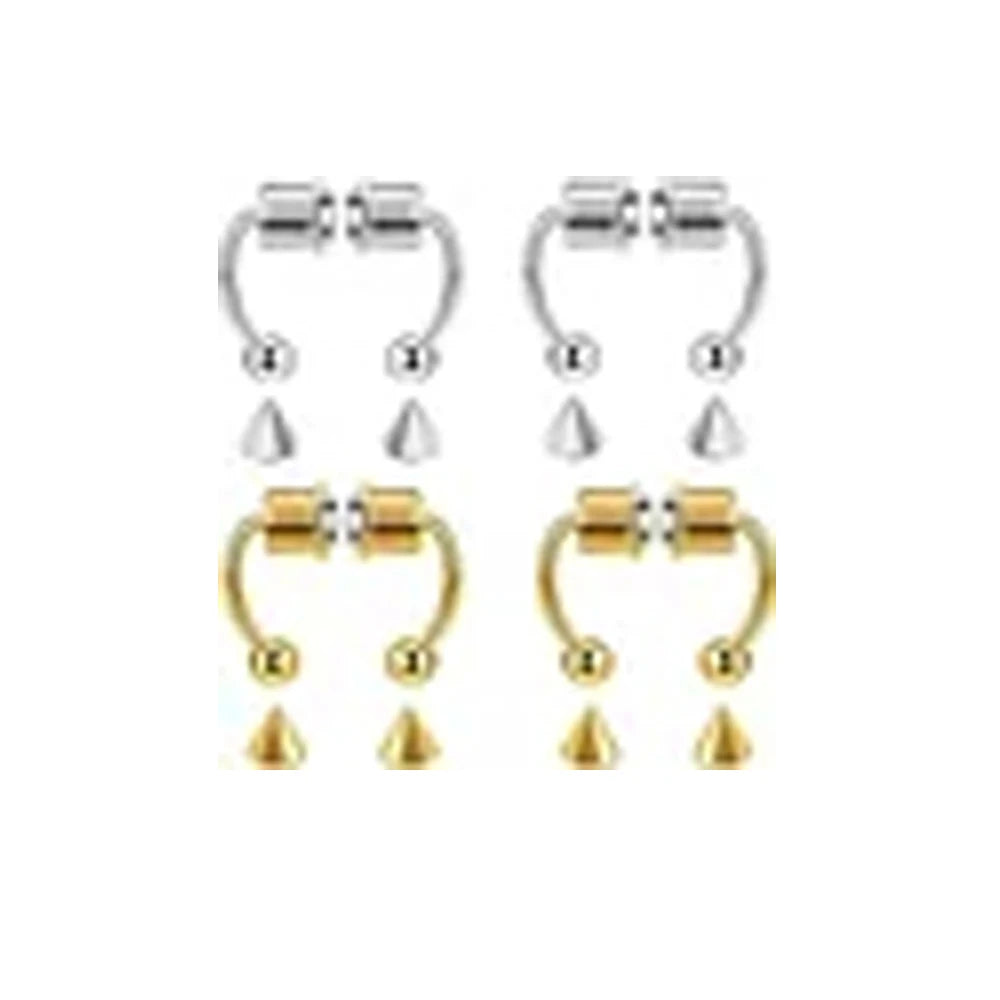 Women Fake Piercing Nose Ring Hoop Septum Non Piercing Nose Clip Rock HipHoop Stainless Steel Magnet Fashion Punk Body Jewelry
