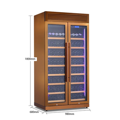 Two Door Compressor Wine Cooler Stainless Steel Beverage Fridge for Wine Champagne Bar Club Home Kitchen Party Storage Pro