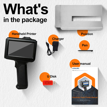 Cenliro Upgrated Handheld Inkjet Printer CL12B with Black Fast-drying Ink Cartridge for Date Batch Number Logo QR Code 600DPI