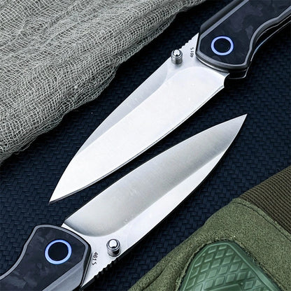 Folding Knife 7Cr17MoV Steel Blade Aluminum Alloy Carbon Fiber Handle Portable EDC Gear Field Exploration Outdoor Hiking Camping