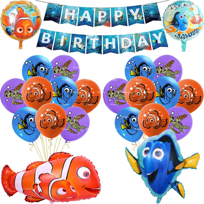 Finding Nemo Fish Latex Balloons Clownfish Dory Ocean Sea Foil Ballons Happy Birthday Banner Cake Topper Party Decor Kid Boy Toy