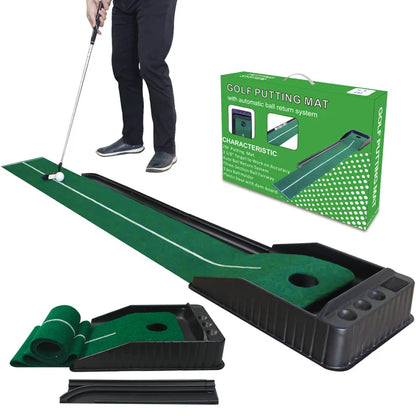 KOFULL Golf Putting Green Mini Golf Putting Mat with Ball Return for Putter Practice Indoor/Outdoor Training Tools
