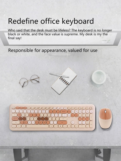 110-key color wireless keyboard and mouse set, with noise-reducing silent keys, suitable for laptops and desktop computers