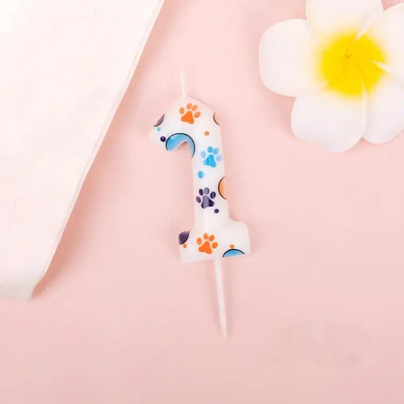 Cute Puppy Paw Print Number Birthday Cake Candle Kawaii Puppy Cake Candles Baking Individually Pack 3D Adorable Cake Decorations