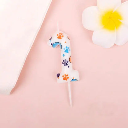 Cute Puppy Paw Print Number Birthday Cake Candle Kawaii Puppy Cake Candles Baking Individually Pack 3D Adorable Cake Decorations