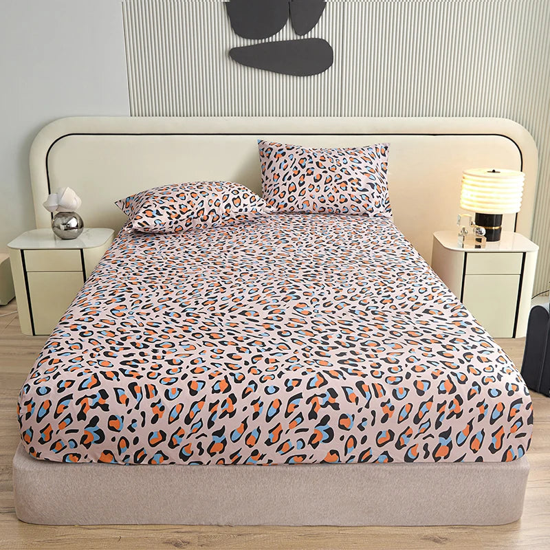 3Pcs/Set or 1Pcs Leopard Print Fitted Sheet, Animal Pattern Bedding Set with Pillowcases, Soft Microfiber Bed Sheet for Bedroom