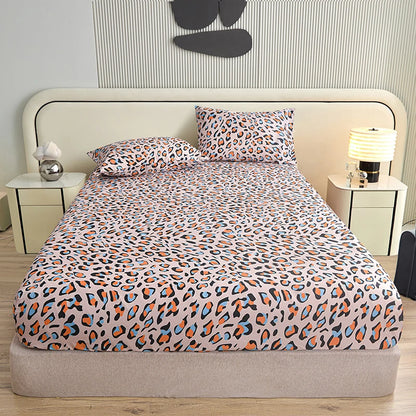 3Pcs/Set or 1Pcs Leopard Print Fitted Sheet, Animal Pattern Bedding Set with Pillowcases, Soft Microfiber Bed Sheet for Bedroom