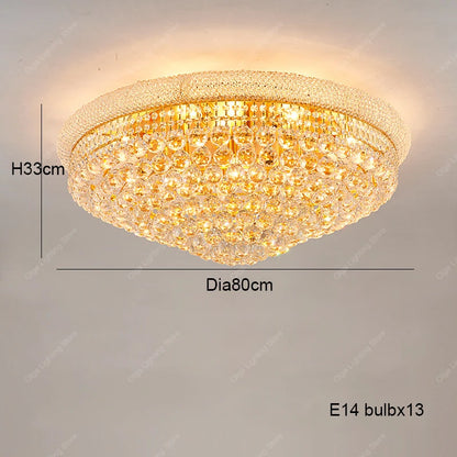 Gold Luxury Crystal Chandelier Lights 3000K 4000K Dimmable Chandeliers, Home Decor Hanging Lamps for Villa Duplex High-ceiling