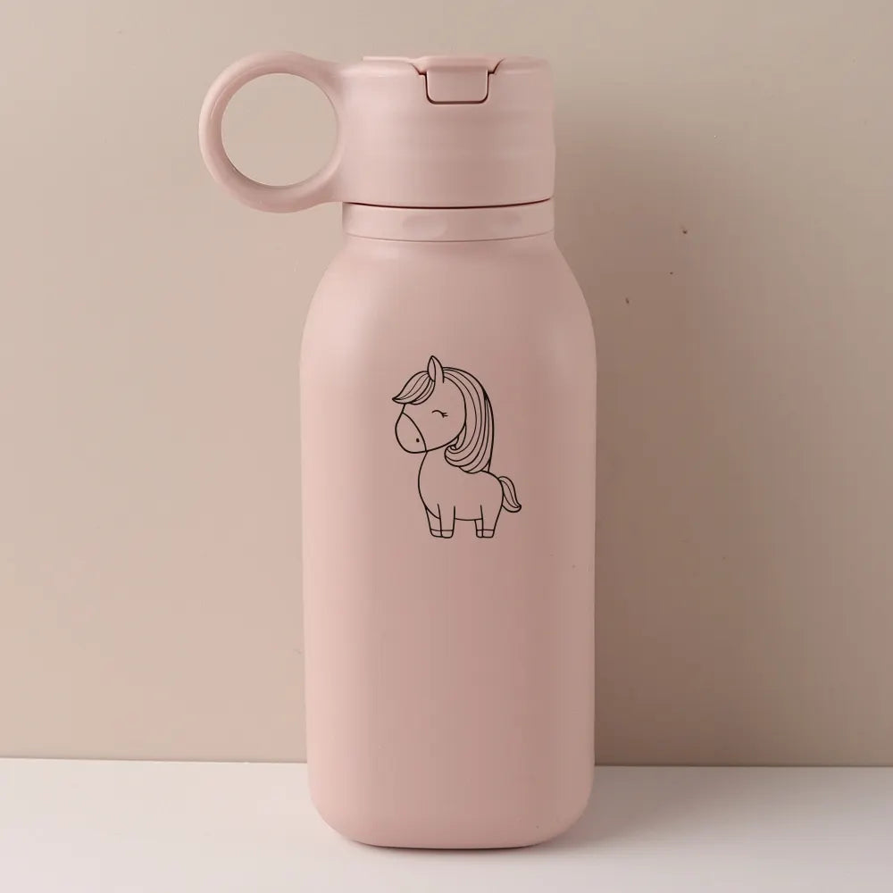 450ml Custom Name Silicone Straw Cup, Personalized Cartoon Pattern