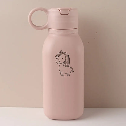 450ml Custom Name Silicone Straw Cup, Personalized Cartoon Pattern