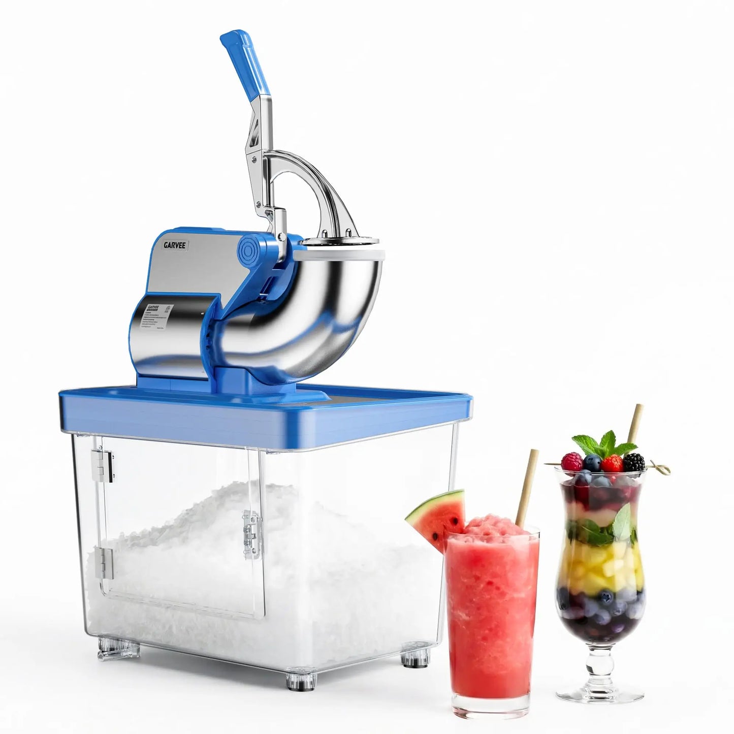 Commercial Ice Crusher Machine with 4 Blades, 2000RPM 750LBS/H Ice Shaver with 2LBS Hopper Capacity, 350W Stainless Steel Snow Cone Machine for Home Use, Bars, Cafes, Parties