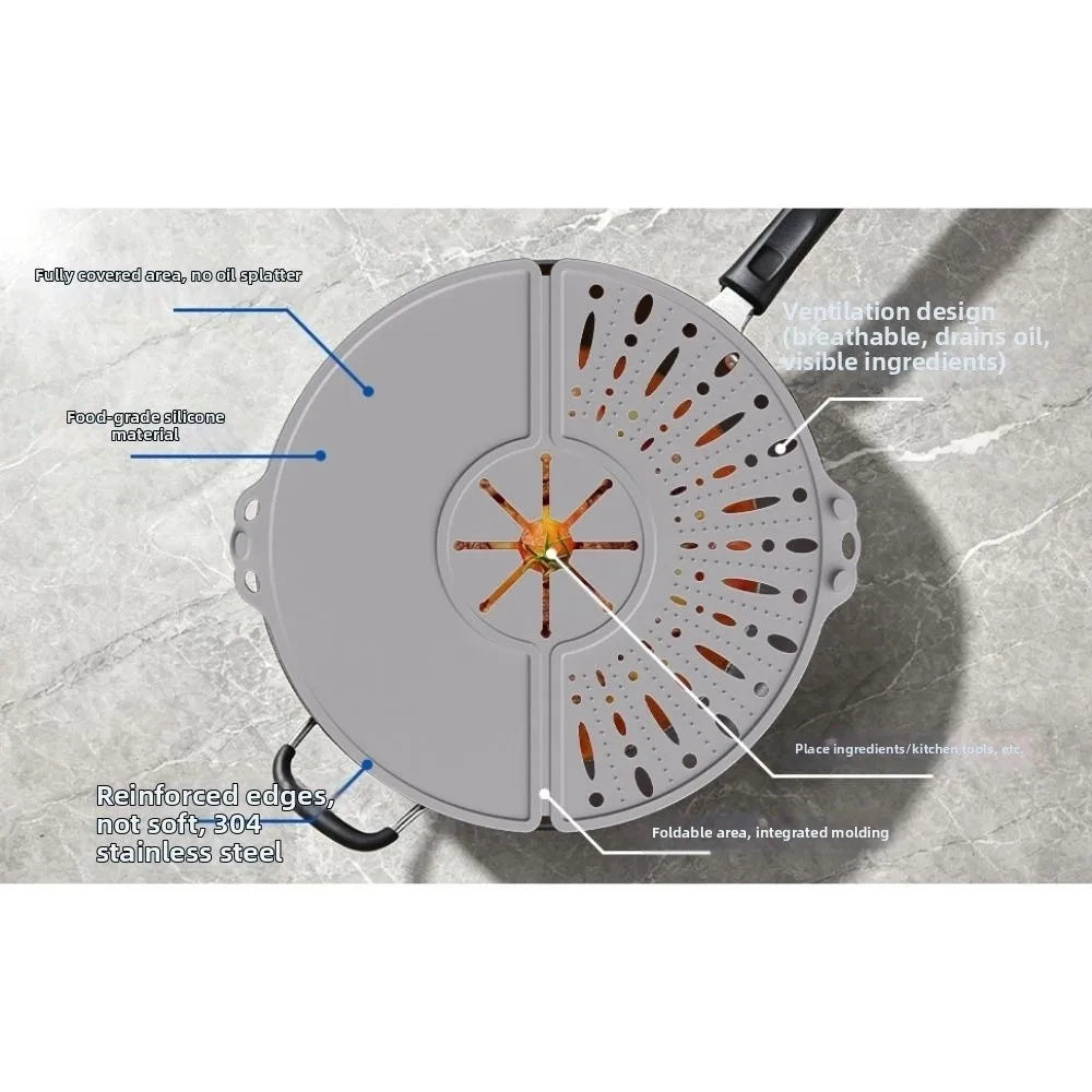 Foldable Splatter Cover Spill-Proof Heat-resistant Oil Splash Cover Food Grade with Hanging Hole Oil Splatter Guard Cooking Pots