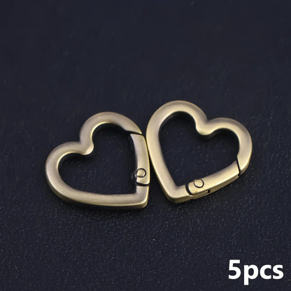 5Pcs Metal Heart Shape Spring Clasps Openable Carabiner Keychain Bag Clips Hook Dog Chain Buckles Connector Accessories