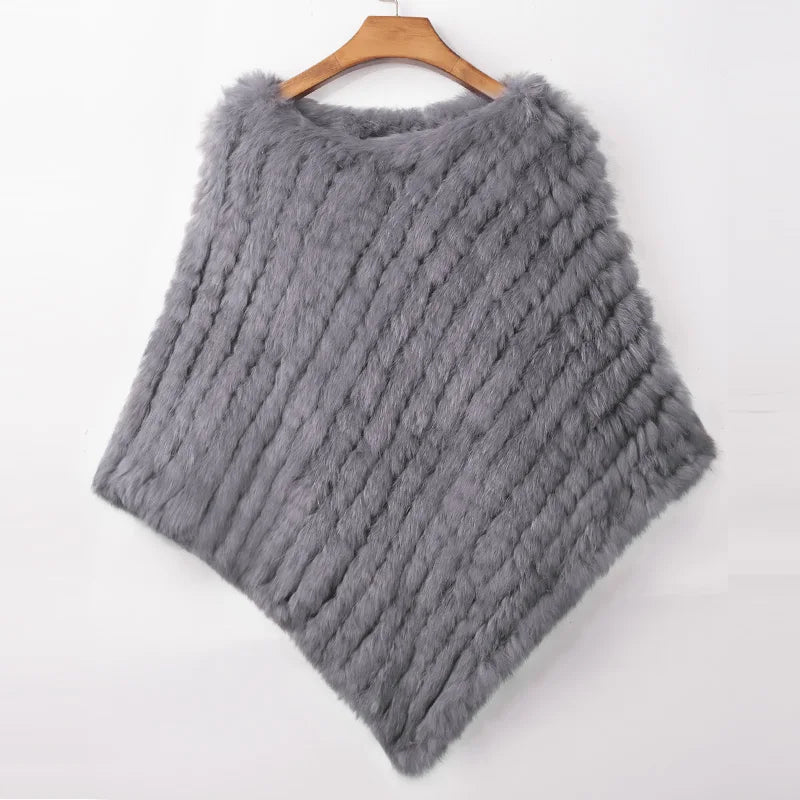 Women's Real Rabbit Fur Poncho Vest Natural Leather Winter Jacket Wrap Coat Shawl  Wedding Party Knitted Fur Vest Wholesale