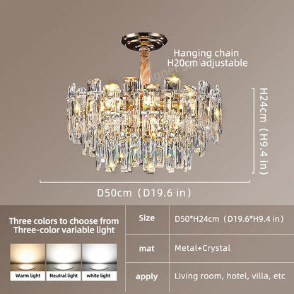 Loft Pendant Lighting Crystal Chandelier Ceiling for Dining Room Modern Led Ceiling Hanging Lamp for Living Room Villa