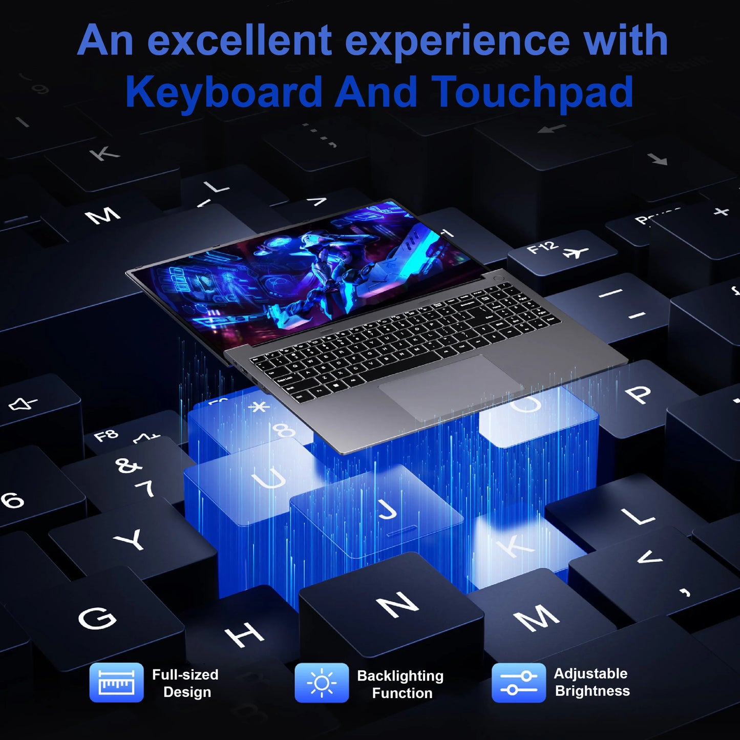 KAMRUI 16“ Gaming Laptop Ryzen9 6900HX 16GB 512GB PCIe3.0 SSD 8-Core Radeon 680M WiFi6 Windows11 Pro Backlit Keyboard for Gaming