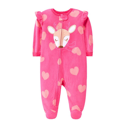 Newborn Baby Boy Girl Rompers Clothes Winter Pajamas Zipper Fleece Fall Infants Outfit Animal Jumpsuit Clothing 0 -12 Months New