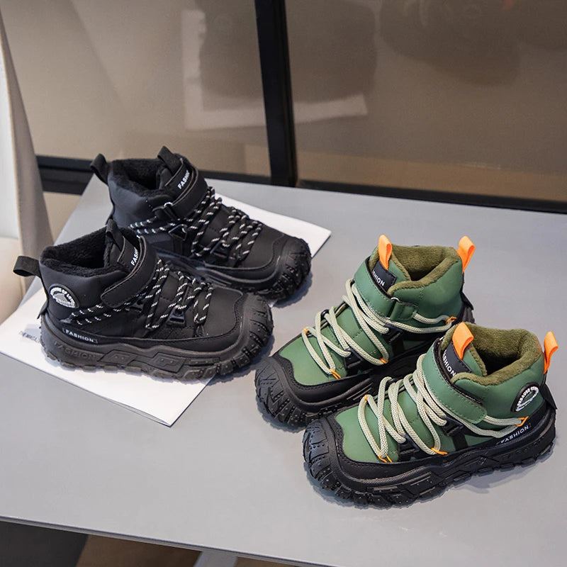 Kids Sneakers Anti-slip Wear-resistant Hiking Shoes for Children Boys Winter Outdoor Sports Shoes Warm Cotton Snow Boots for Kid