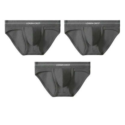 3pcs Sexy Men Waffle Cotton Briefs with Raised Bag Support Pouch With Hole U Spacious Separate Crotch Breathable Anti-sweat