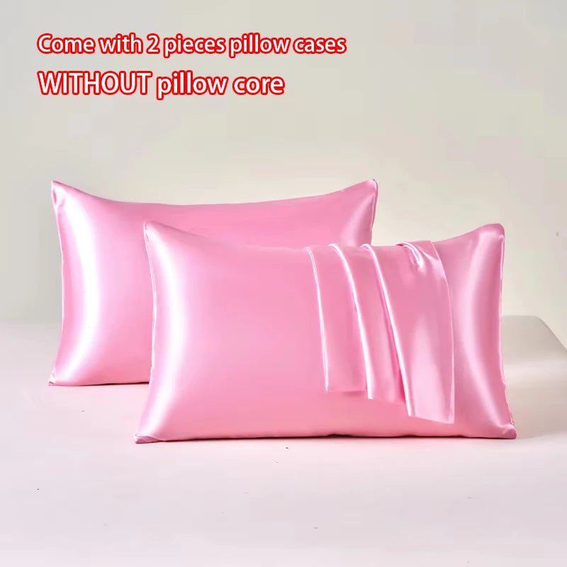 Polyester Satin Pillowcase Set | Two Covers with Envelope Closure | Bedroom & Guest Room