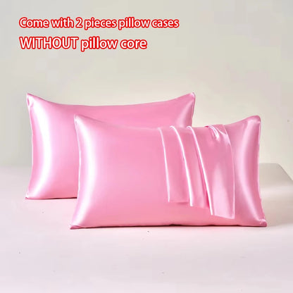 Polyester Satin Pillowcase Set | Two Covers with Envelope Closure | Bedroom & Guest Room