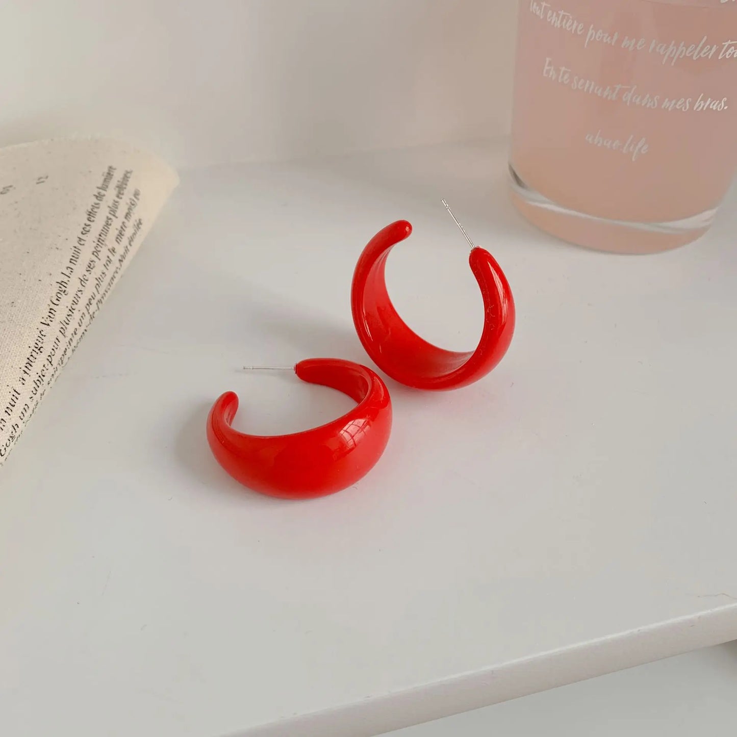 Simple Big Round Star Heart Hoop Earrings For Women Geometric Plastic Exaggerated Earring Hyperbole Trendy Ring Earrings Jewelry