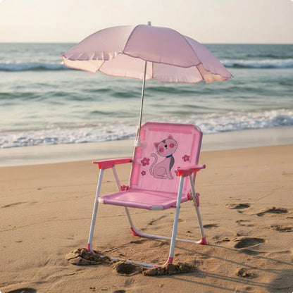 Kids Beach Chair with Umbrella Lightweight Children's Folding Chair with Sunshade for Infants, Outdoor