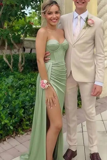 Sage Green Mermaid Prom Dresses Black Sweetheart Strapless Corset Formal Evening Party Gowns 2026 Graduation Dress Customized