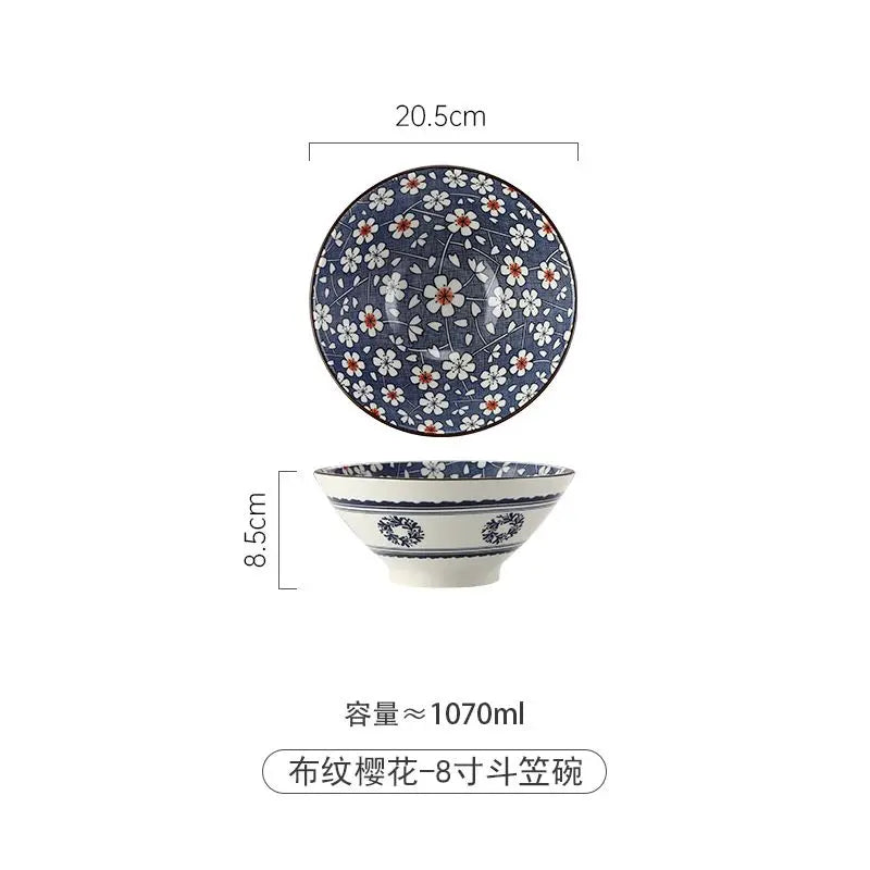 Japanese Ramen Bowl Household Soup Bowl Salad Bowl Ceramic Tableware Instant Noodle Bowl Ceramic Tableware