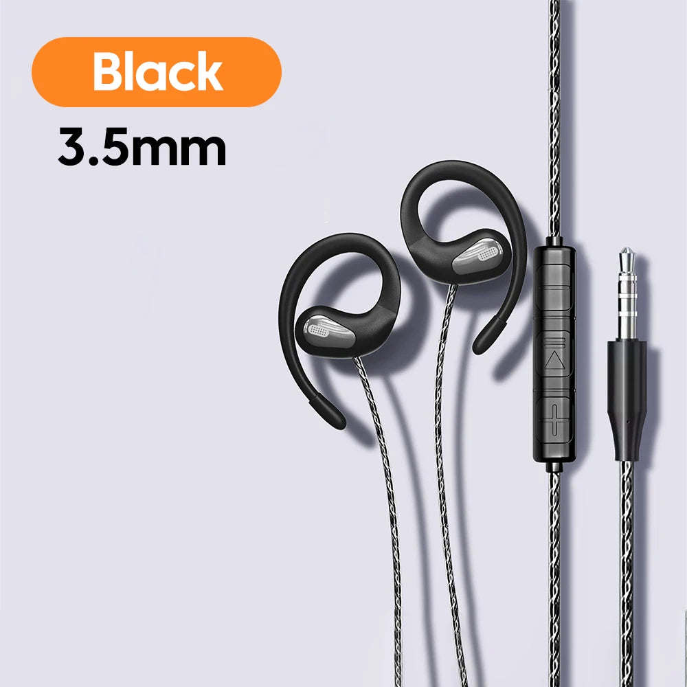 3.5mm/Type-C Wired Headphones Hook-on Ear HD Noise Cancelling Call Earphones With Dual Mic Headset For Cellphone Computer Earbud