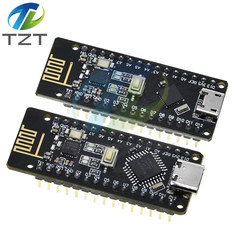 TZT 1/3PCS RF-Nano for Arduino Nano V3.0, Micro USB Nano Board ATmega328P QFN32 5V 16M CH340, Integrate NRF24l01+2.4G wireless