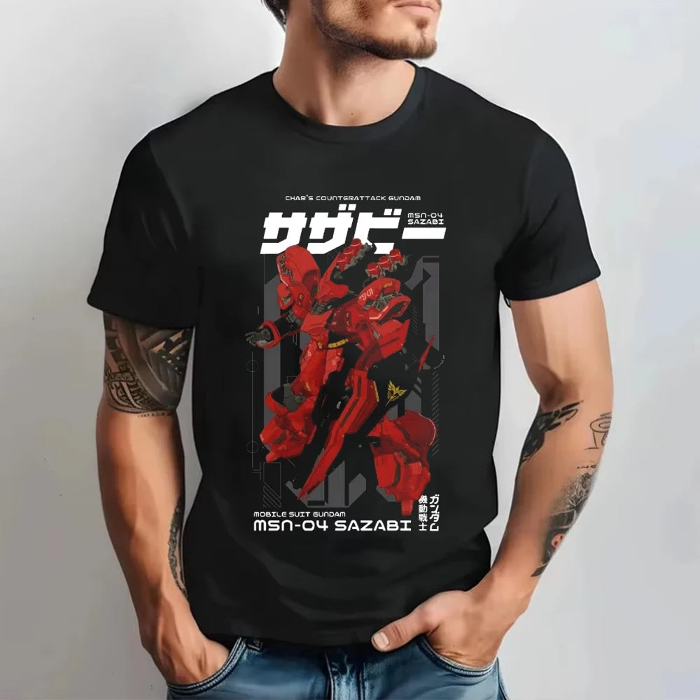 Gundam Japanese Anime Printed Men's T-Shirt Boy Children's Harajuku Short Sleeve Kids 90s Anime Gundam T-shirt Clothing Tee Tops