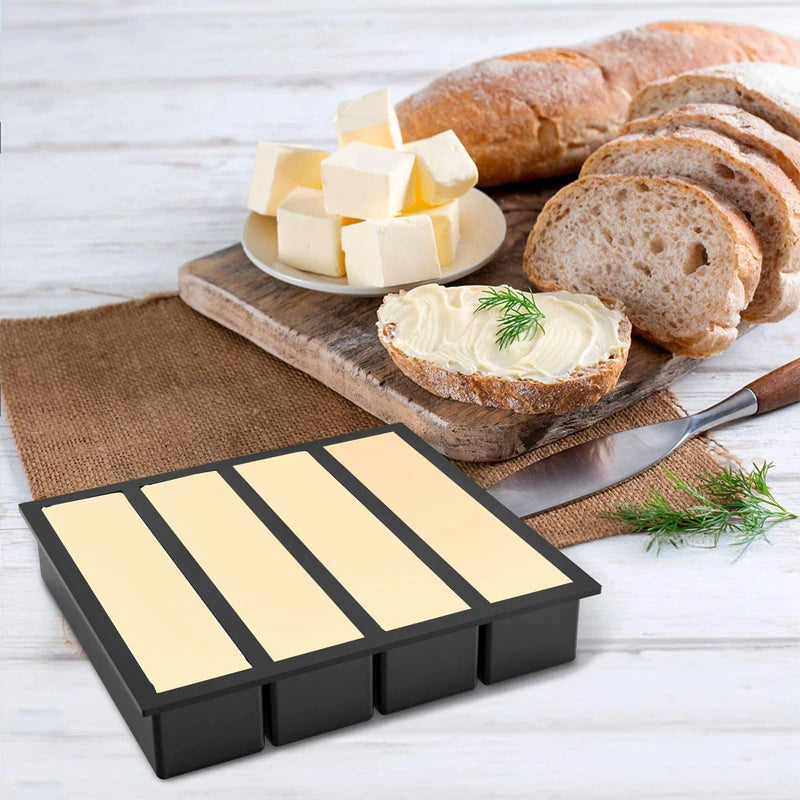 4 Grid Big Ice Tray Long Strip Square Whiskey Ice Cubes Silicone Mold With Lid Non-toxic Durable Pub Wine Ice Blocks Maker Model