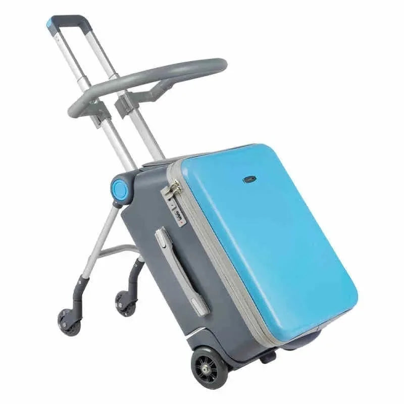 Children Travel Suitcase with Seat Design Kids Trolley Case Multifunctional Stroller Suitcase Can Sit and Ride Carry on Luggage