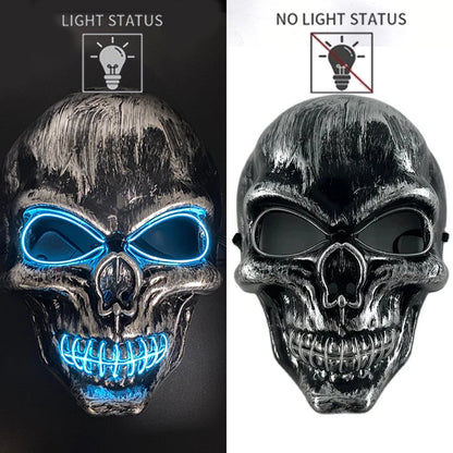 Evil Skull Mask Halloween Carnival Masquerade Haunted House Scary Decoration Cosplay Skeleton Scary Theme Party Light Up Mask